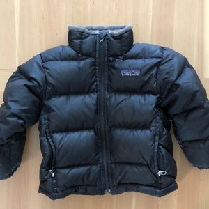 Patagonia little kids down puffer coat.